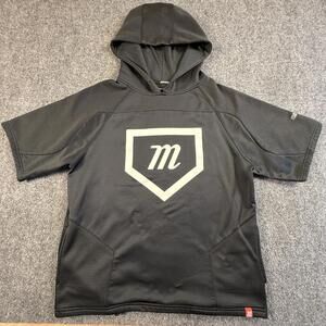 Marucci‎ Black Short Sleeve Hooded Pullover Small #1766
